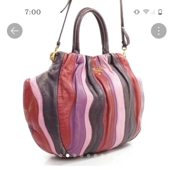 Authentic Prada Hand Bag Leather Multi Color - Picture 4 of 13